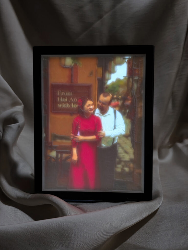 gepersonaliseerde kleurenlithografie met verlichte fotolijst